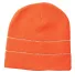 301 3715 USA Made Safety Knit Beanie with 3M Refle Safety Orange/ Reflective front view