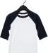 Bella+Canvas 3200T Toddler Three-Quarter Sleeve Ba in White/ navy front view