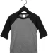 Bella+Canvas 3200T Toddler Three-Quarter Sleeve Ba in Gry/ chr blk trb front view