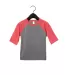 Bella+Canvas 3200T Toddler Three-Quarter Sleeve Ba in Grey/ red trblnd front view