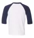 Bella+Canvas 3200T Toddler Three-Quarter Sleeve Ba in White/ navy back view