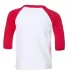 Bella+Canvas 3200T Toddler Three-Quarter Sleeve Ba in White/ red back view