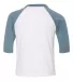 Bella+Canvas 3200T Toddler Three-Quarter Sleeve Ba in White/ denim back view