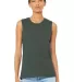 Women's Long Muscle Tank MILITARY GREEN front view