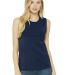 Women's Long Muscle Tank NAVY front view
