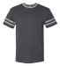 Jerzees 602MR Triblend Ringer Varsity T-Shirt in Black heather/ oxford front view