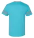 Jerzees 602MR Triblend Ringer Varsity T-Shirt in Caribbean blue/ oxford back view