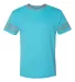 Jerzees 602MR Triblend Ringer Varsity T-Shirt in Caribbean blue/ oxford front view