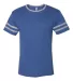 Jerzees 602MR Triblend Ringer Varsity T-Shirt in True blue heather/ oxford front view