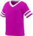 Augusta Sportswear 362 Toddler Sleeve Stripe Jerse in Power pink/ white front view