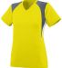 Augusta Sportswear 1296 Girls' Mystic Jersey in Power yellow/ graphite/ white front view