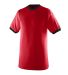 Augusta Sportswear 711 Youth Ringer T-Shirt in Red/ black front view