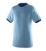 Augusta Sportswear 711 Youth Ringer T-Shirt in Light blue/ navy front view