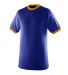 Augusta Sportswear 711 Youth Ringer T-Shirt in Purple/ gold front view