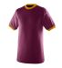 Augusta Sportswear 711 Youth Ringer T-Shirt in Maroon/ gold front view