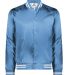 Augusta Sportswear 3610 Satin Baseball Jacket Stri in Columbia blue/ white front view