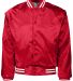 Augusta Sportswear 3610 Satin Baseball Jacket Stri in Red/ white front view