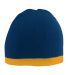 Augusta Sportswear 6820 Two-Tone Knit Beanie in Navy/ gold front view