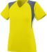 Augusta Sportswear 1295 Women's Mystic Jersey in Power yellow/ graphite/ white front view