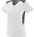Augusta Sportswear 1360 Women's Vigorous Jersey in White/ graphite/ black print front view