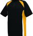 Augusta Sportswear 1541 Youth Base Hit Jersey in Black/ gold/ white front view