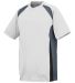 Augusta Sportswear 1541 Youth Base Hit Jersey in White/ graphite/ black side view
