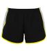 Augusta Sportswear 1266 Girls' Pulse Team Short in Black/ white/ power yellow front view