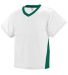 Augusta Sportswear 9726 Youth High Score Jersey in White/ dark green front view