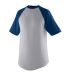 Augusta Sportswear 424 Youth Short Sleeve Baseball in Athletic heather/ navy front view