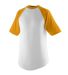 Augusta Sportswear 424 Youth Short Sleeve Baseball in White/ gold front view