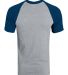 Augusta Sportswear 424 Youth Short Sleeve Baseball in Athletic heather/ navy back view