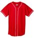Augusta Sportswear 593 Wicking Mesh Button Front J in Red/ white front view