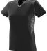 Augusta Sportswear 1361 Girls' Vigorous Jersey in Black/ black/ white print front view