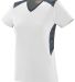 Augusta Sportswear 1361 Girls' Vigorous Jersey in White/ graphite/ black print front view