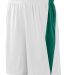 Augusta Sportswear 9736 Youth Top Score Short in White/ dark green front view
