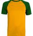 Augusta Sportswear 1508 Wicking Short Sleeve Baseb in Gold/ dark green front view