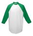 Augusta Sportswear 4421 Youth Three-Quarter Sleeve in White/ kelly front view