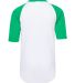 Augusta Sportswear 4421 Youth Three-Quarter Sleeve in White/ kelly back view