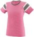 Augusta Sportswear 3014 Girls' Fanatic Tee in Power pink/ slate/ white front view