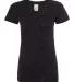 J America 8136 Women's Glitter V-Neck T-Shirt Black/ Silver front view