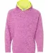 J America 8610 Youth Cosmic Fleece Hooded Pullover Magenta/ Neon Yellow front view