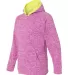J America 8610 Youth Cosmic Fleece Hooded Pullover Magenta/ Neon Yellow side view