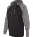 J America 8612 Colorblock Cosmic Fleece Hooded Pul Black/ Charcoal Fleck side view