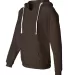 J America 8836 Women's Sueded V-Neck Hooded Sweats in Chocolate chip side view