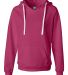 J America 8836 Women's Sueded V-Neck Hooded Sweats Wildberry front view