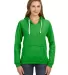 J America 8836 Women's Sueded V-Neck Hooded Sweats in Lime front view