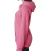 J America 8836 Women's Sueded V-Neck Hooded Sweats in Neon pink side view