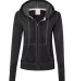 J America 8913 Women's Zen Fleece Full-Zip Hooded  Twisted Black front view