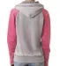 J America 8926 Women's Zen Fleece Raglan Hooded Sw Cement/ Wildberry back view