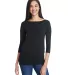 Anvil 2455L Women's Stretch Three-Quarter Sleeve T in Black front view